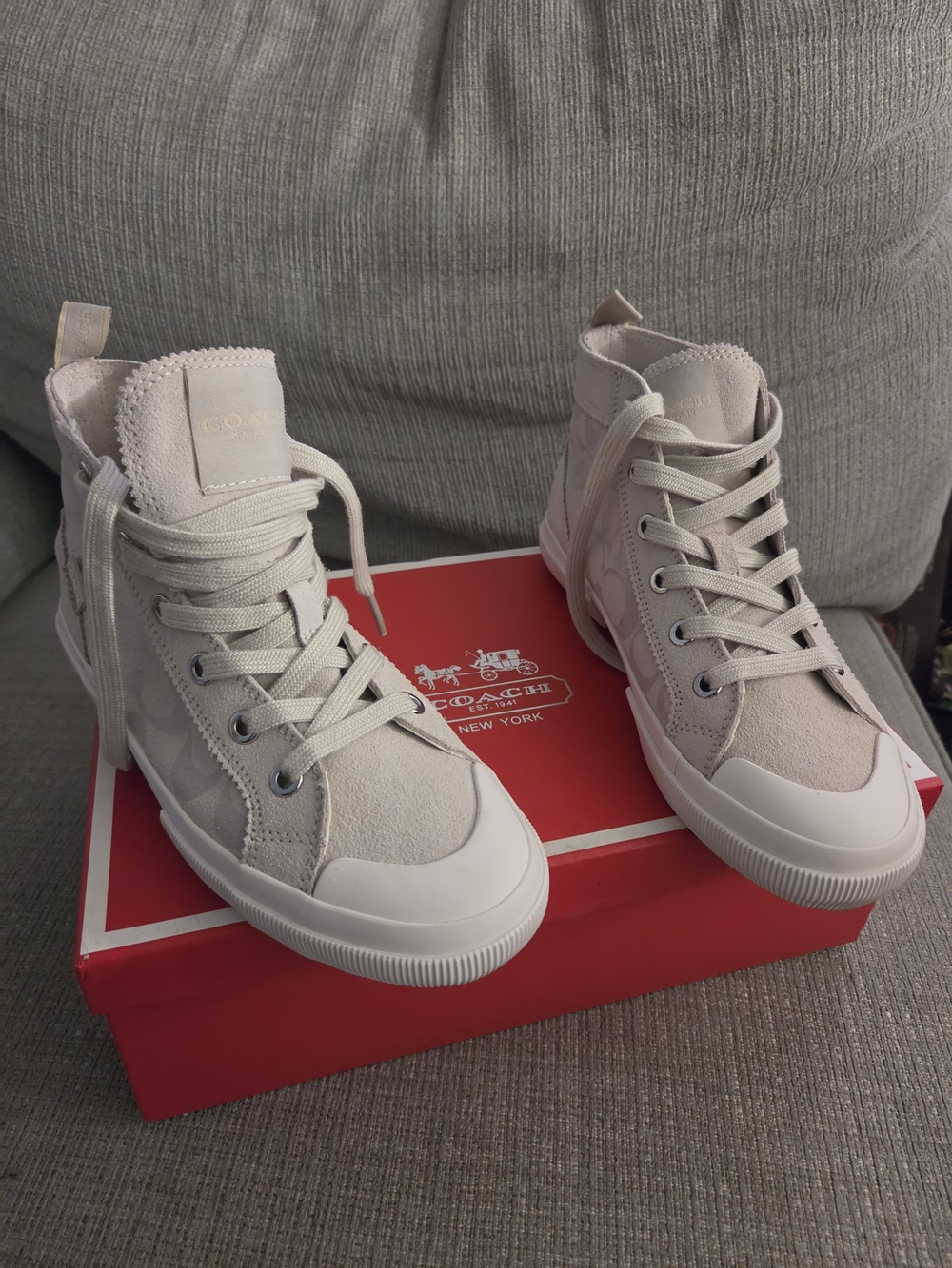 Coach Women's Pale Blush High-Top Sneakers